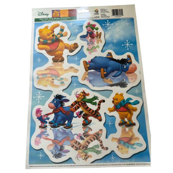 Vintage Disney Winnie The Pooh & Friends Winter Christmas Window Clings  1 sheet - Picture 1 of 1